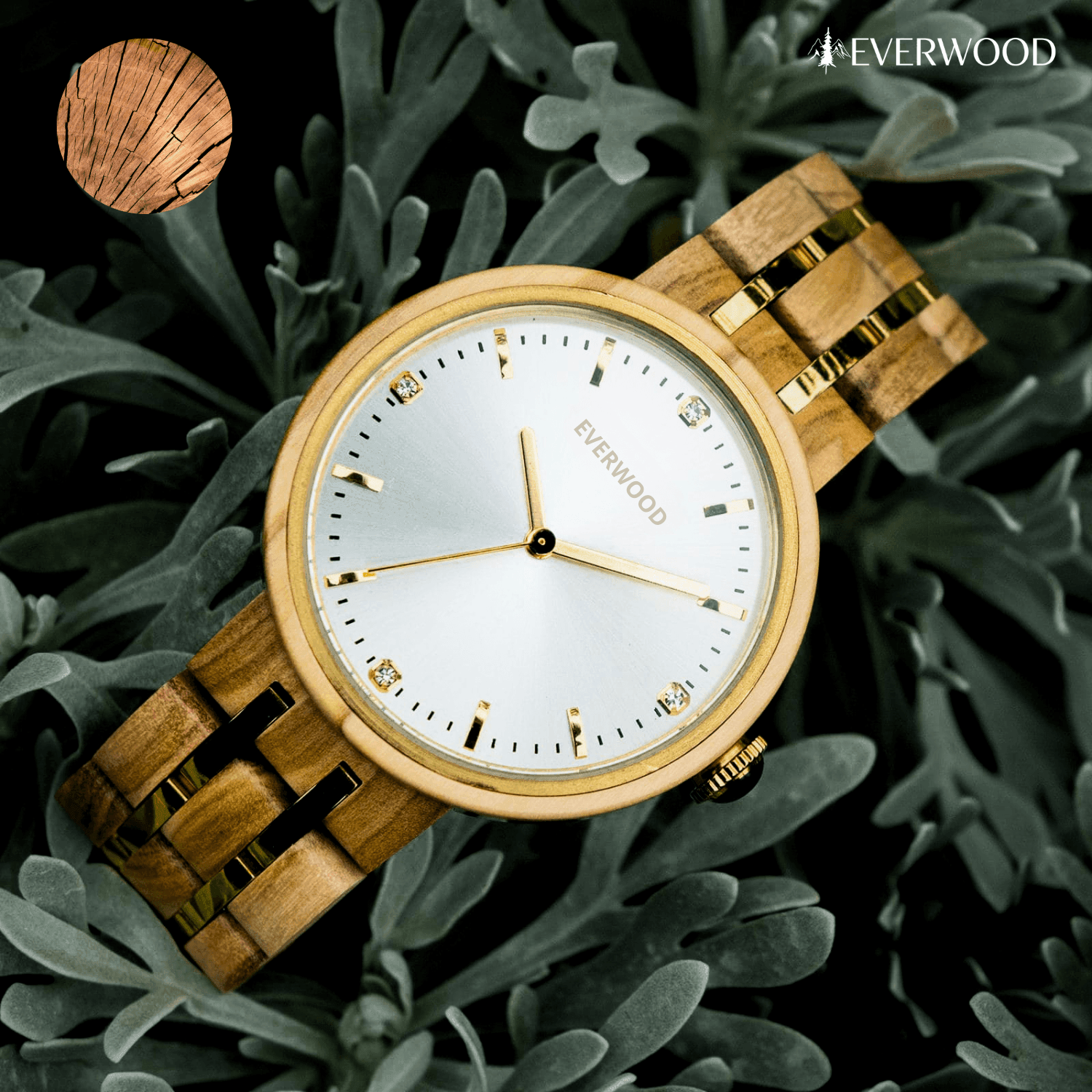 EverWood™ - Rose White 38mm - EverWood ® Fa Karórák | Férfi & Női Karóra Faóra Fakaróra EverWood