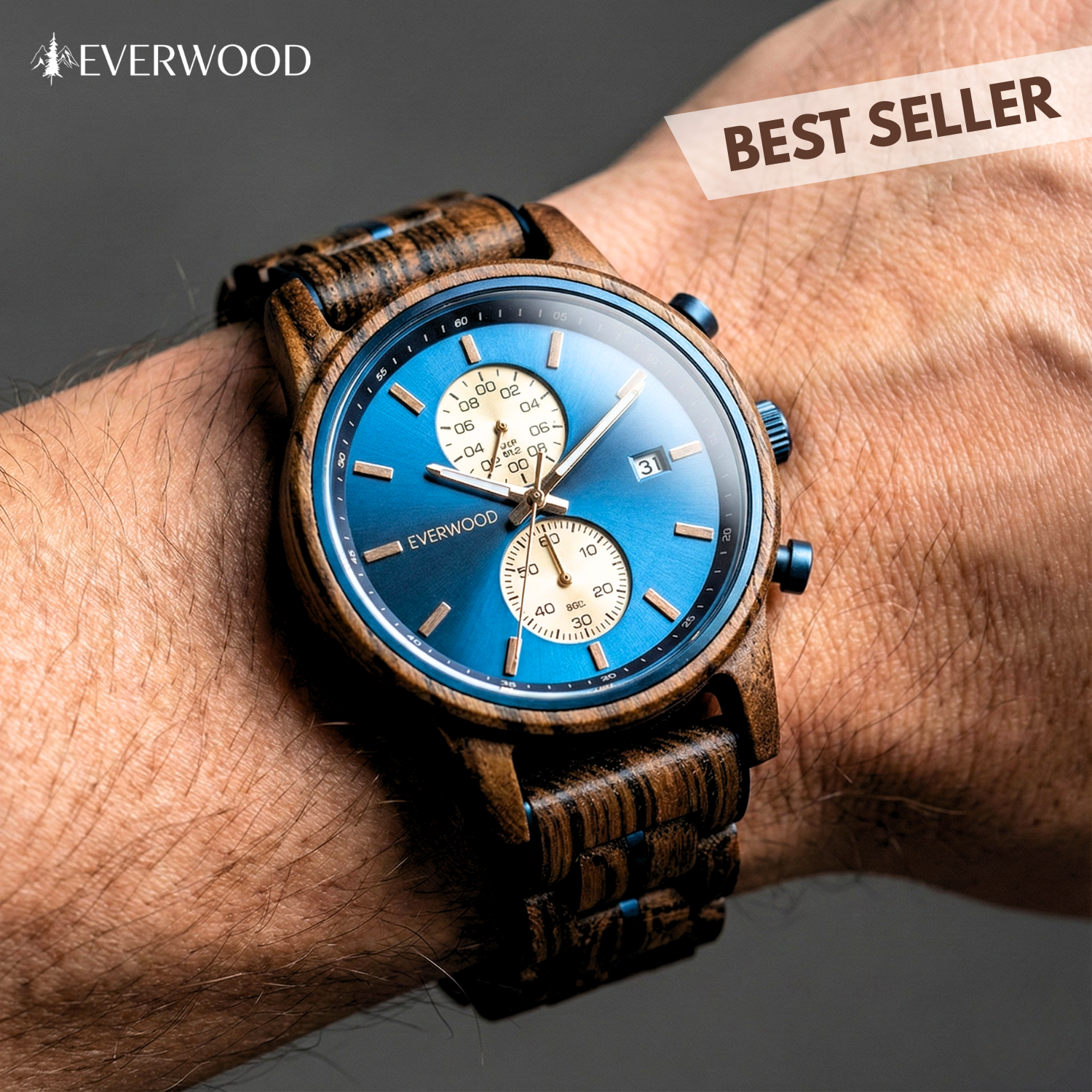 EverWood™ – Classic Walnut Blue Cronograf 44 mm