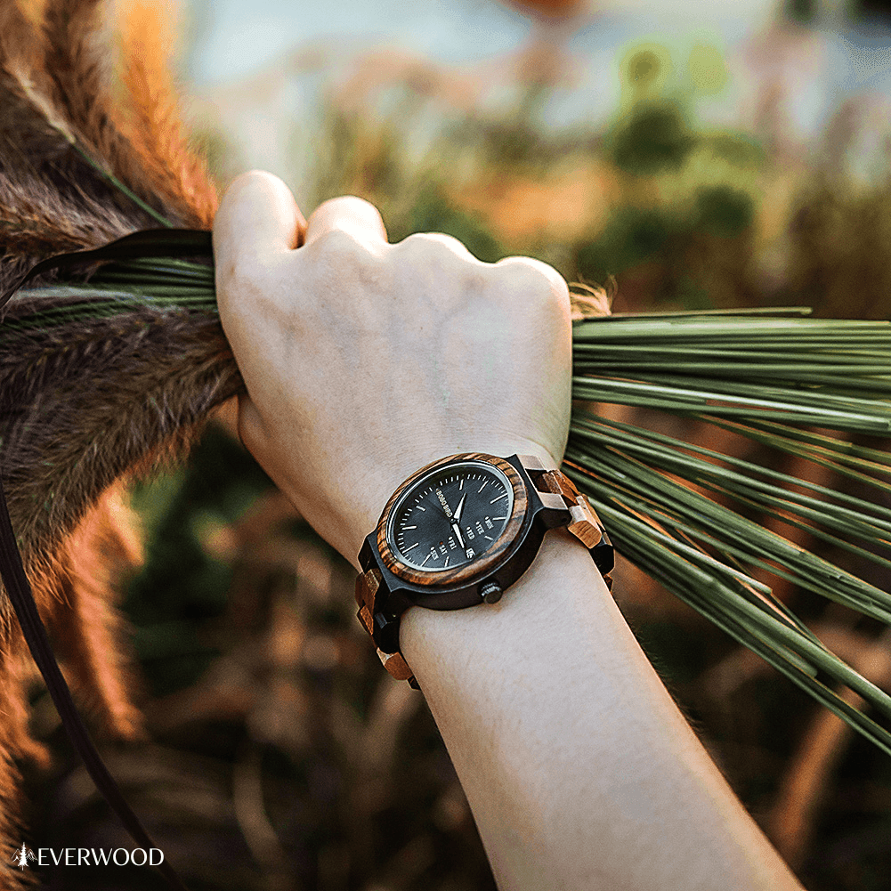 EverWood™ - MultiWood Quartz naptáros 38mm - EverWood ® Fa Karórák | Férfi & Női Karóra Faóra Fakaróra EverWood