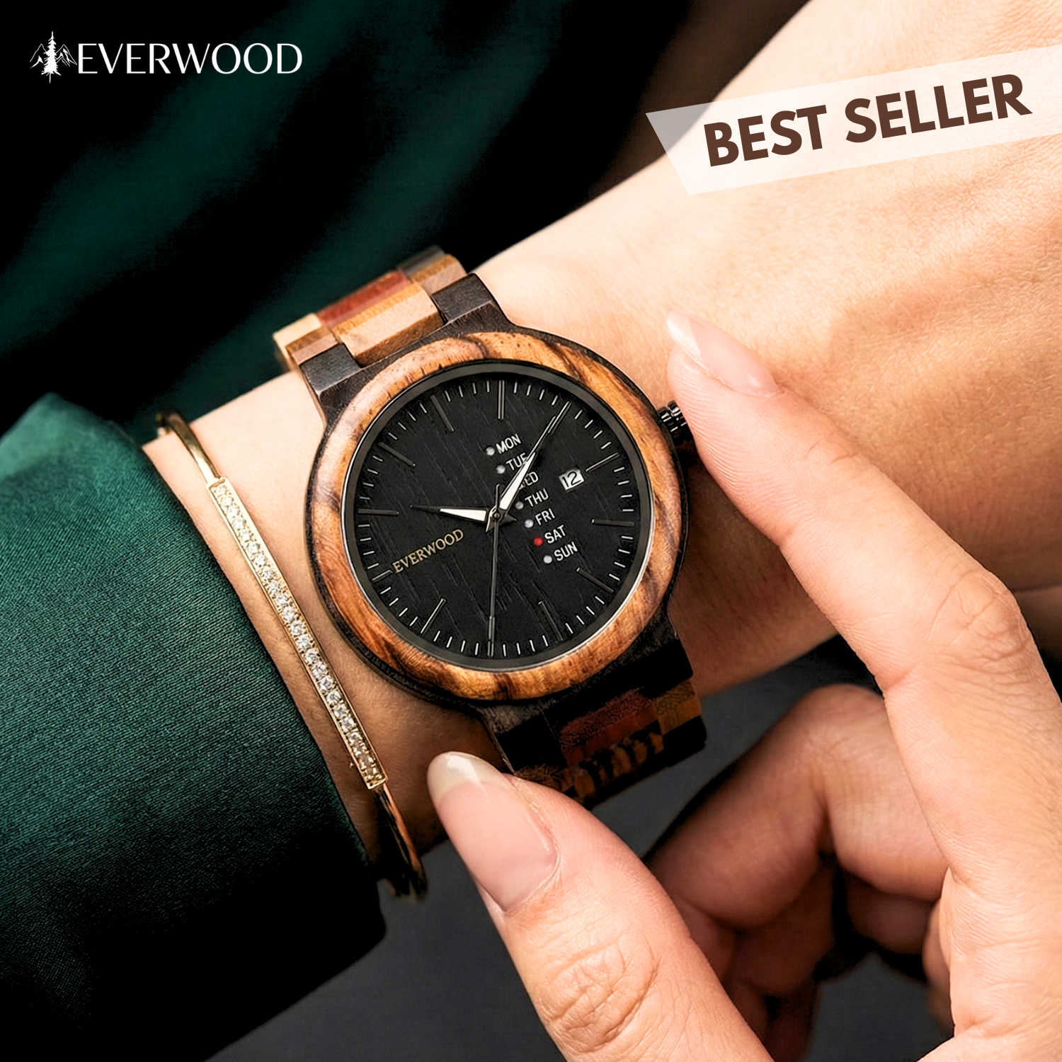 EverWood™ – MultiWood Quartz cu calendar 38 mm