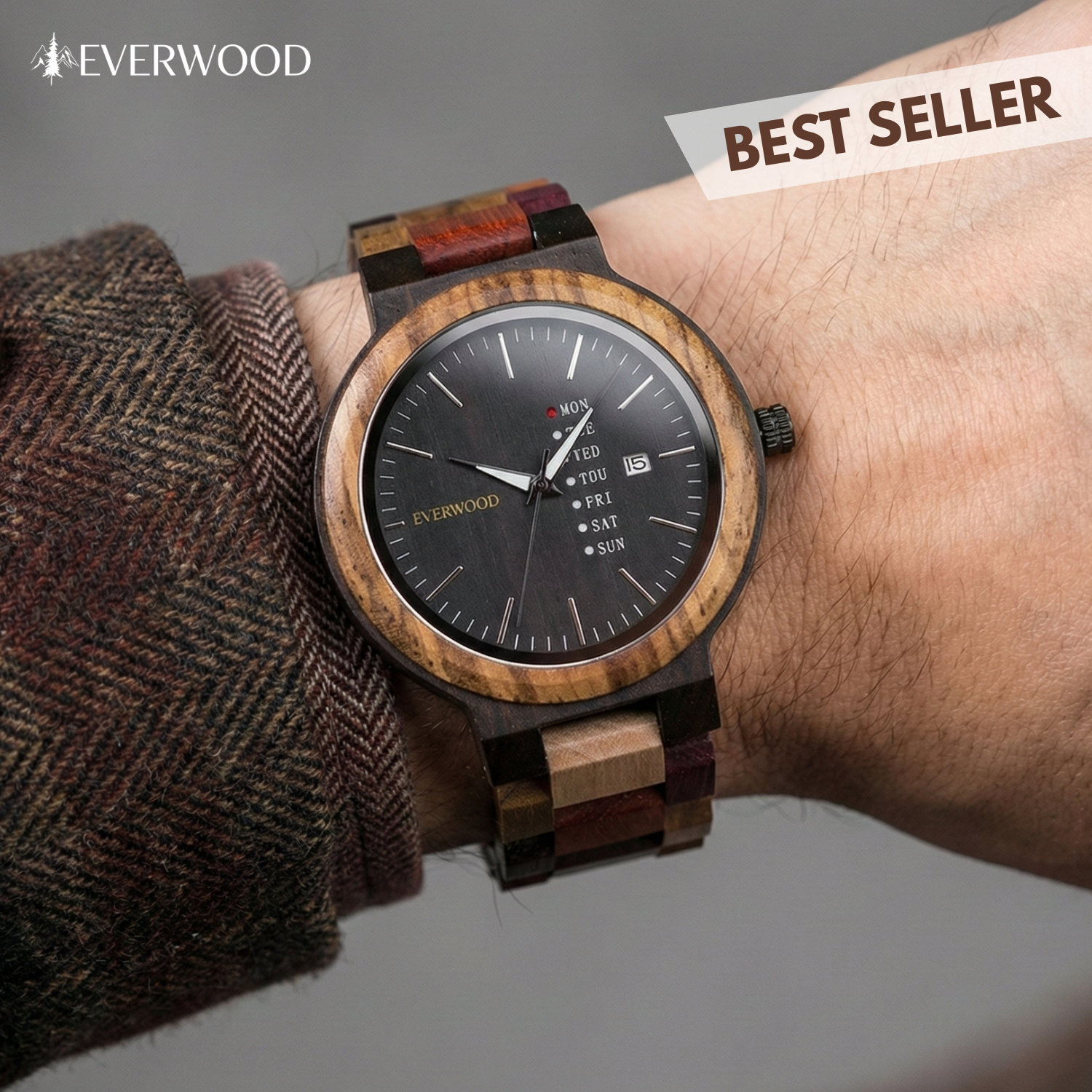 EverWood™ – MultiWood Quartz cu calendar 44 mm